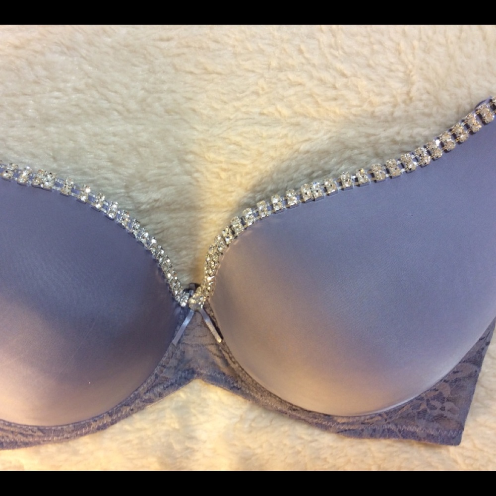 New Sexy Gray Crystal Bling PushUp Bra Many Sizes